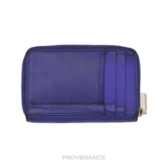 🔴 Balenciaga Logo Zip Card Wallet - Blue Leather - Picture 2 of 9
